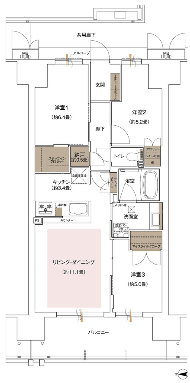 大阪市内最大級 Osaka Metro谷町線駅1分×総483戸 駅前開発プロジェクトの間取り図　AB：3LDK