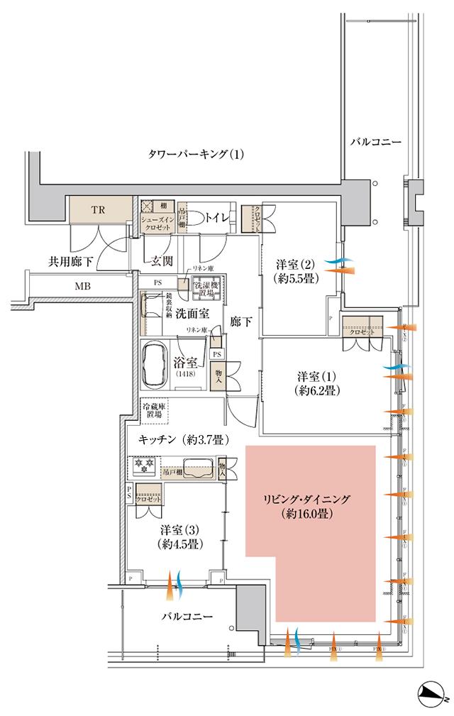 SUUMO】間取り図（80B）詳細 - Brillia(ブリリア) Tower 箕面船場 TOP OF THE HILL(御堂筋線直通・北急延伸 新駅 タワープロジェクト) | 新築マンション・分譲マンション物件情報