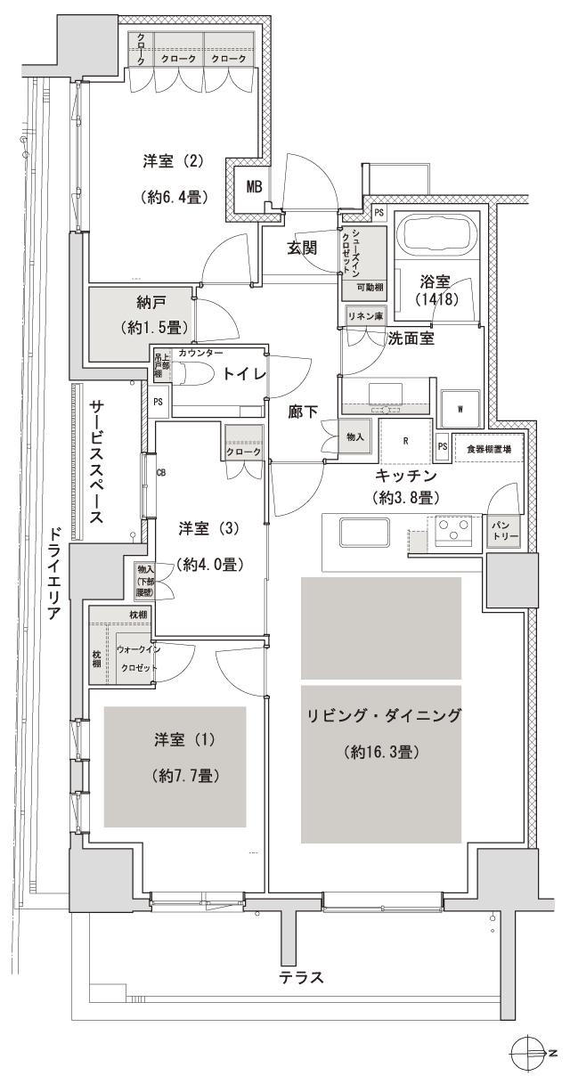パークホームズ京都二条城の間取り図　L：3LDK