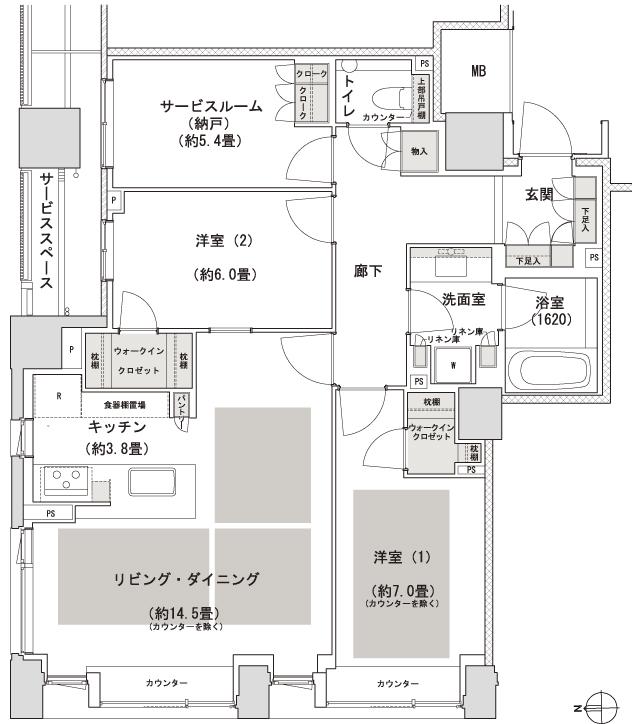 パークホームズ京都二条城の間取り図　AP：2LDK+S