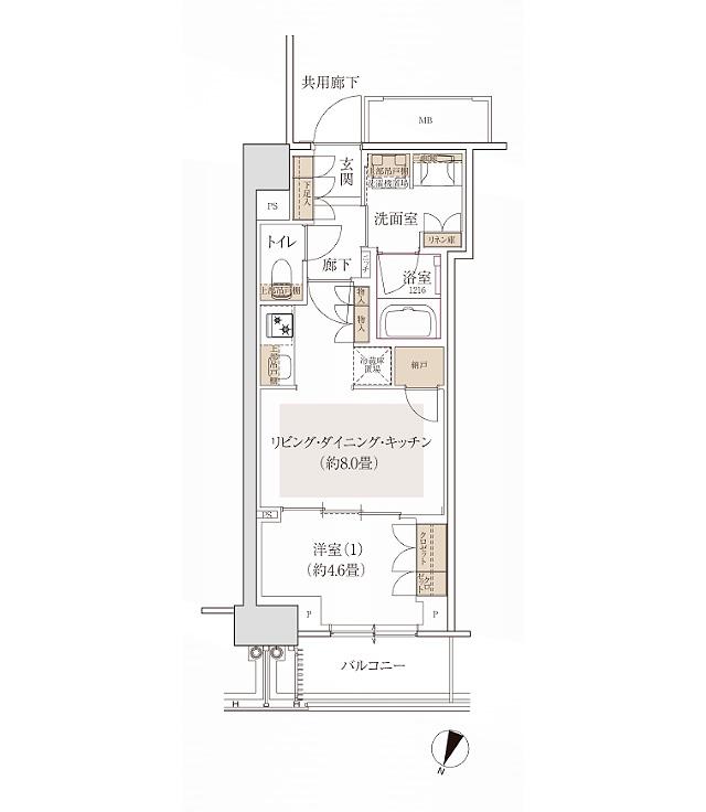 W TOWERS 箕面船場(CLASSY TOWER 箕面船場／Brillia(ブリリア) Tower 箕面船場 SKY & GARDEN)の間取り図　C-35U：1LDK+N