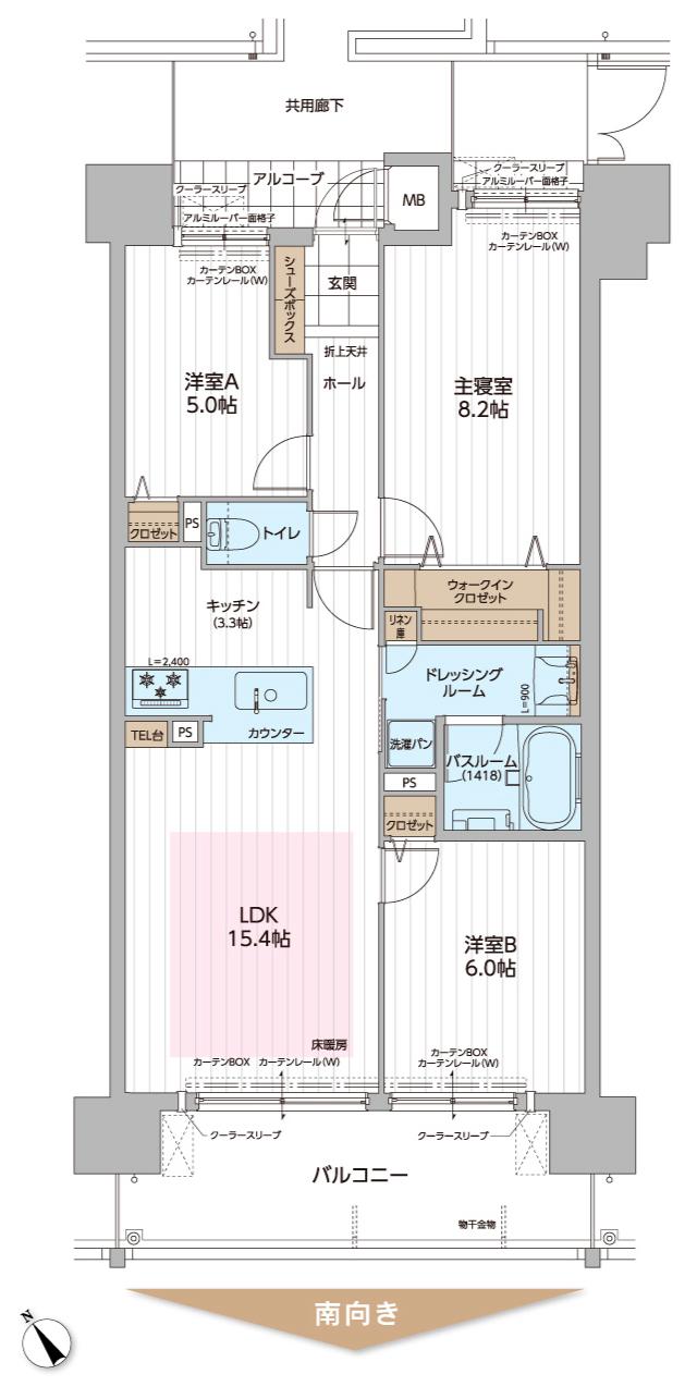 パレ・ロワイヤル加古川粟津の間取り図　D：3LDK+WIC