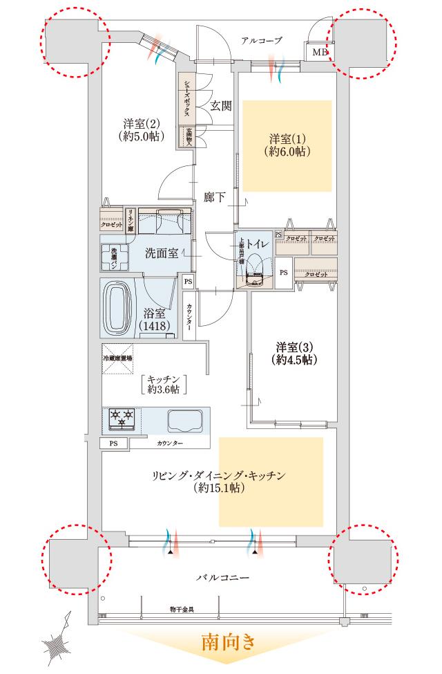 グランドパレス近江八幡の間取り図　C：3LDK