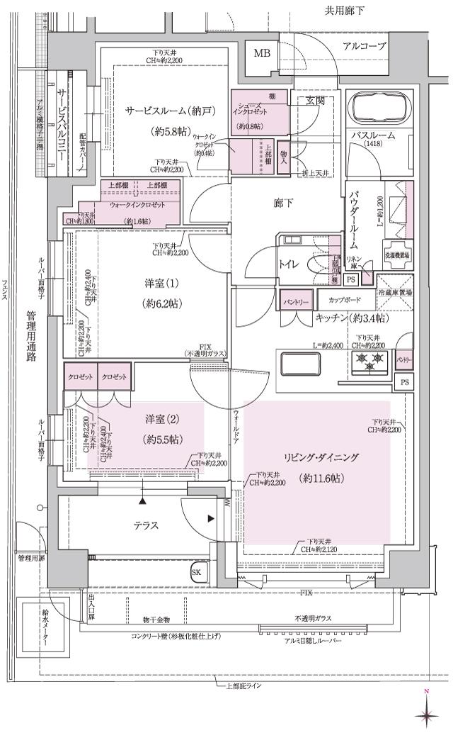 ヴィークコート京都 四条烏丸の間取り図　Ag：2LDK+S(納戸)