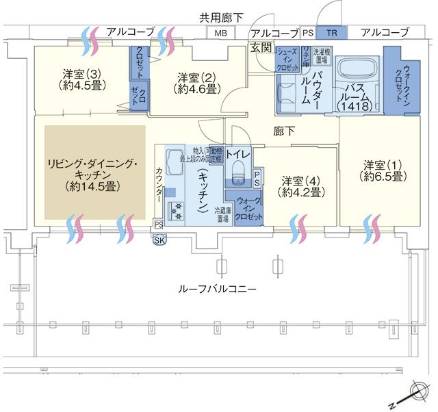 プレサンス ロジェ 堅田レジデンスの間取り図　Qr：4LDK+2WIC+SIC