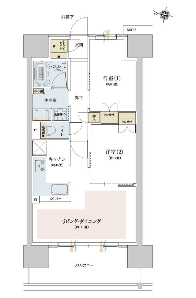 ザ・ライオンズ西九条の間取り図　I2：2LDK+SIC