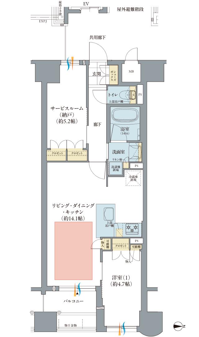 ラシュレ京都西大路の間取り図　C：1LDK+S