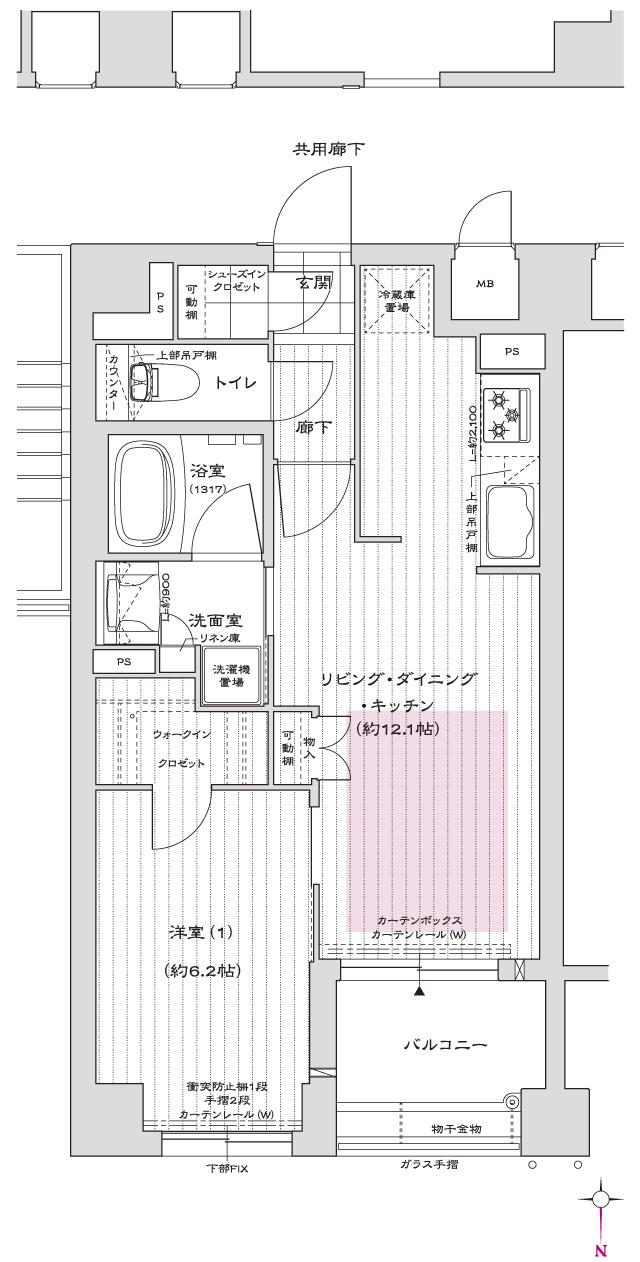 ラシュレ京都西大路の間取り図　L：1LDK