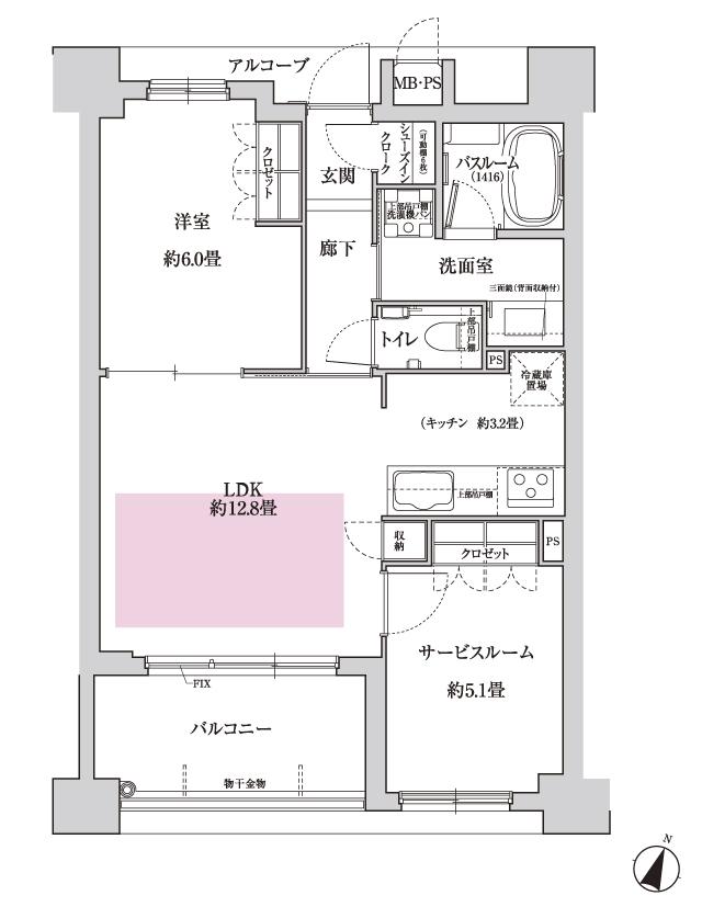 ワコーレ住吉マスターズスイートの間取り図　D2：1LDK+S