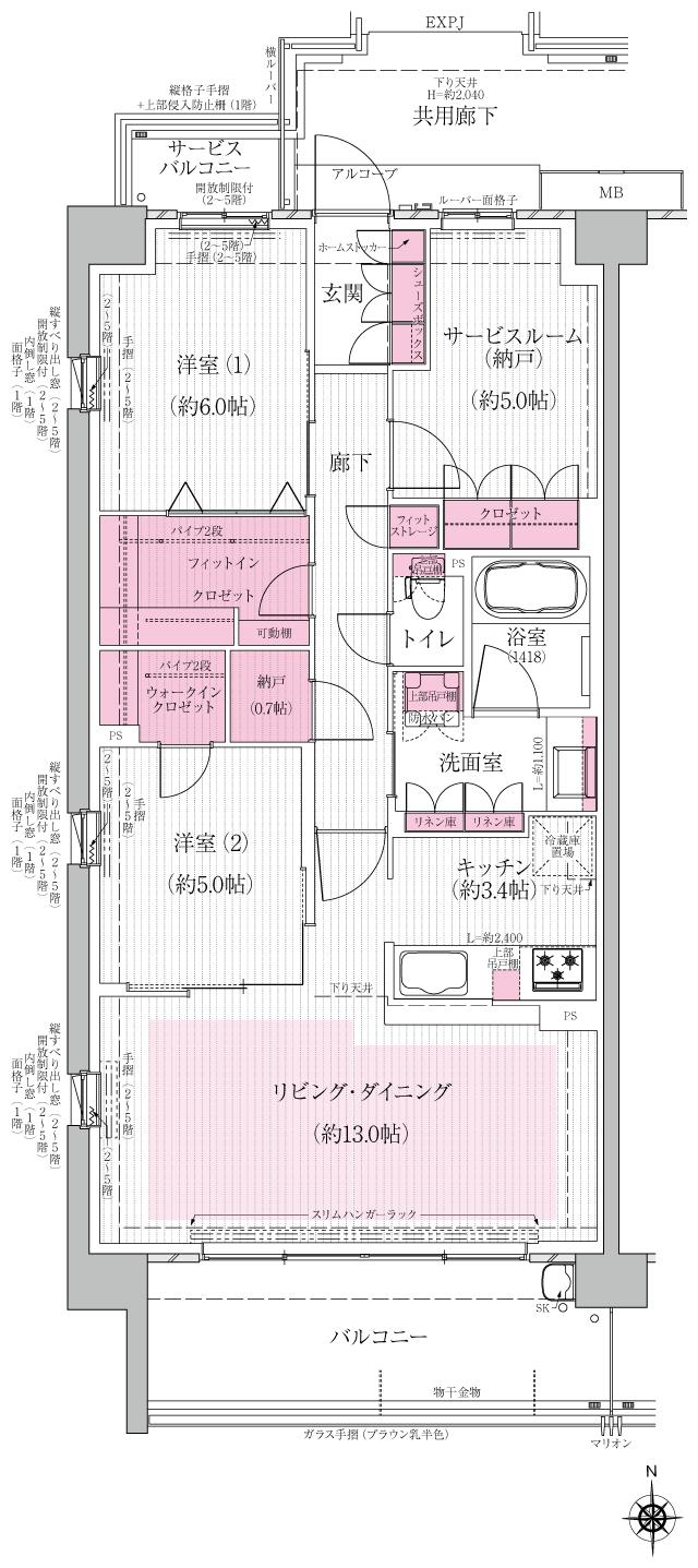京都円町GRAND PLACEの間取り図　A：2LDK+S