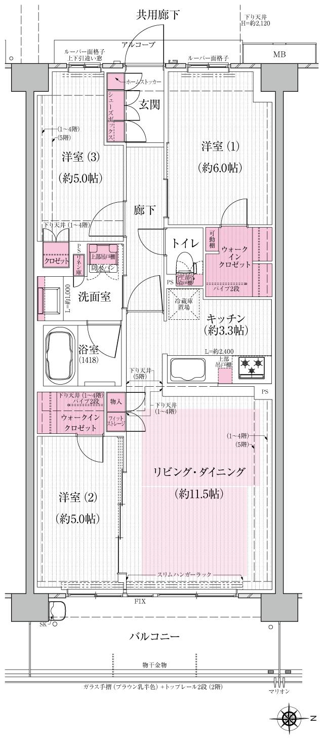 京都円町GRAND PLACEの間取り図　F2：3LDK