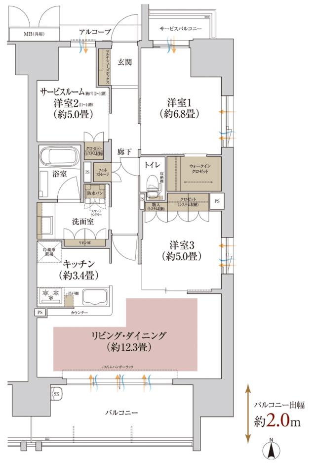 ローレルコートあびこBAUSの間取り図　D・D1：3LDK+WIC/2LDK+S+WIC