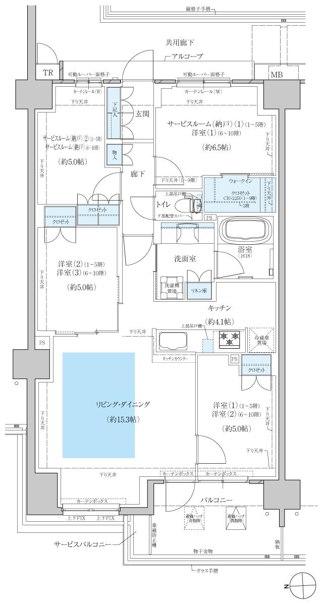 クレヴィアシティ神戸舞子駅前の間取り図　BH：3LDK+S＋WIC