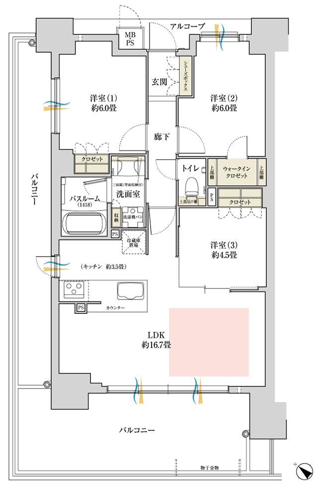 ワコーレ加古川駅前の間取り図　B3：3LDK