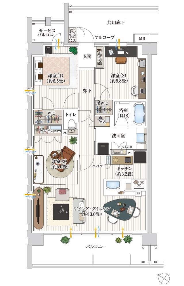 『大吉図』 SUUMO】間取り図（A-A）詳細 - ジェイグラン京都西大路 | 新築