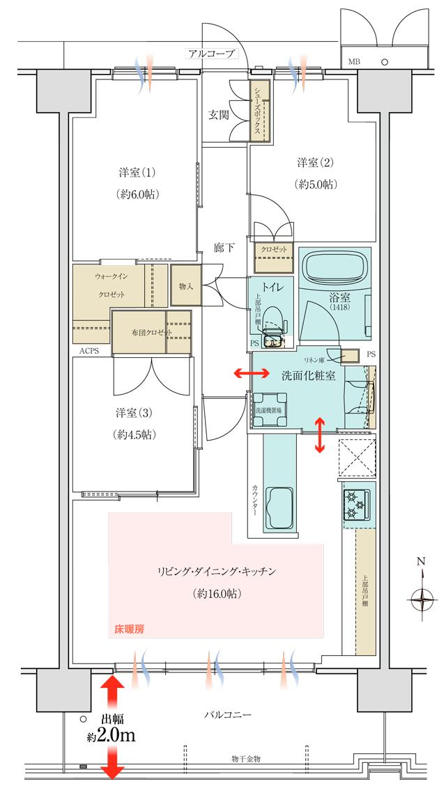 シャリエ大津膳所の間取り図　BC：3LDK+WIC