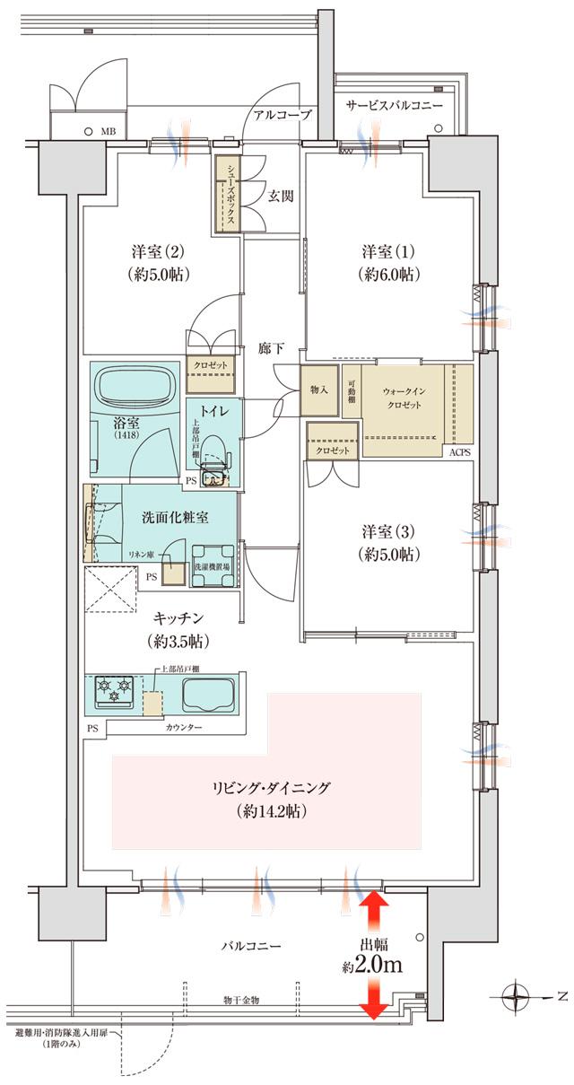 シャリエ大津膳所の間取り図　CE：3LDK+WIC