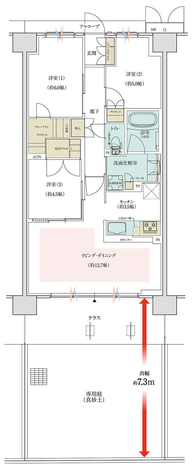 シャリエ大津膳所の間取り図　BEg(メニュー3)：3LDK+WIC