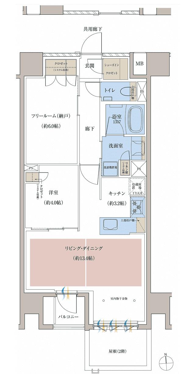 レーベン京都河原町五条 ONE SUITEの間取り図　H：1LDK+F+SIC