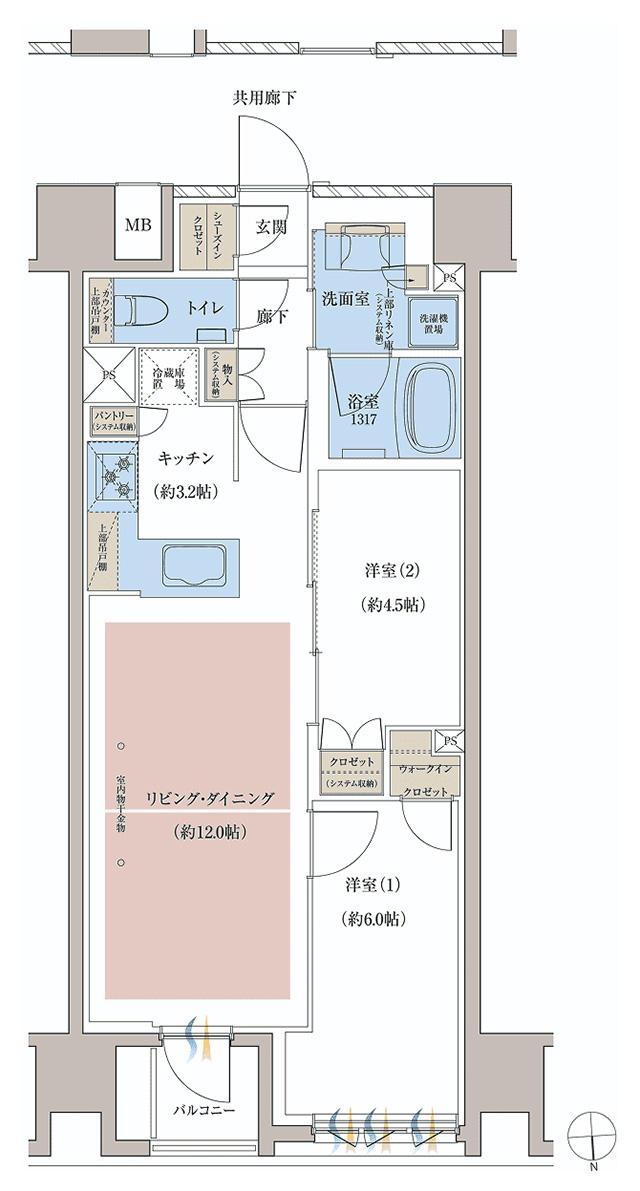 レーベン京都河原町五条 ONE SUITEの間取り図　L：2LDK+WIC+SIC