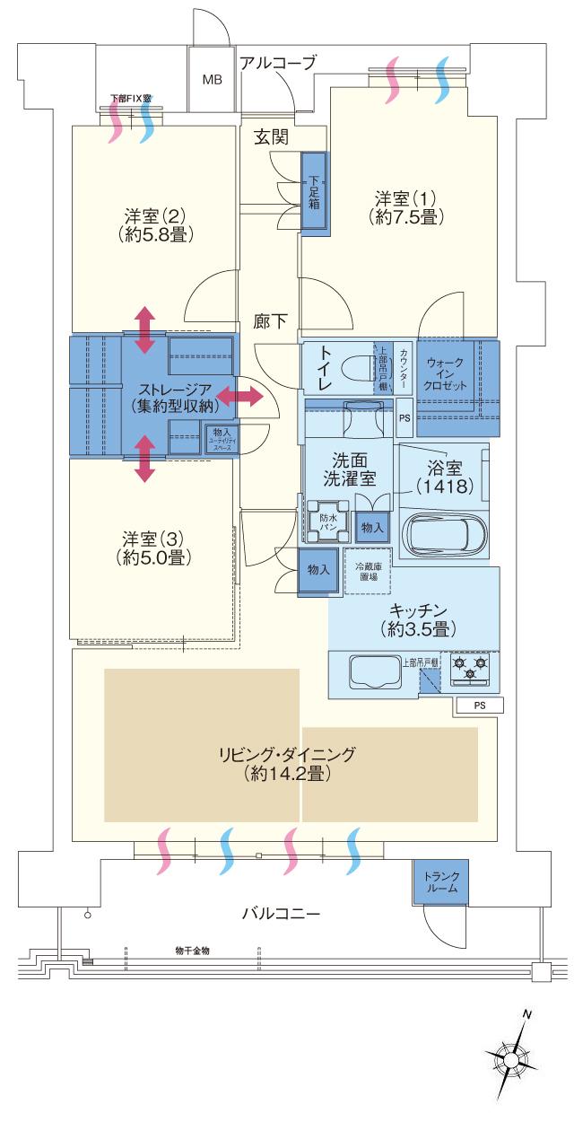 ジオ彩都いろどりの丘の間取り図　2-Ea：3LDK