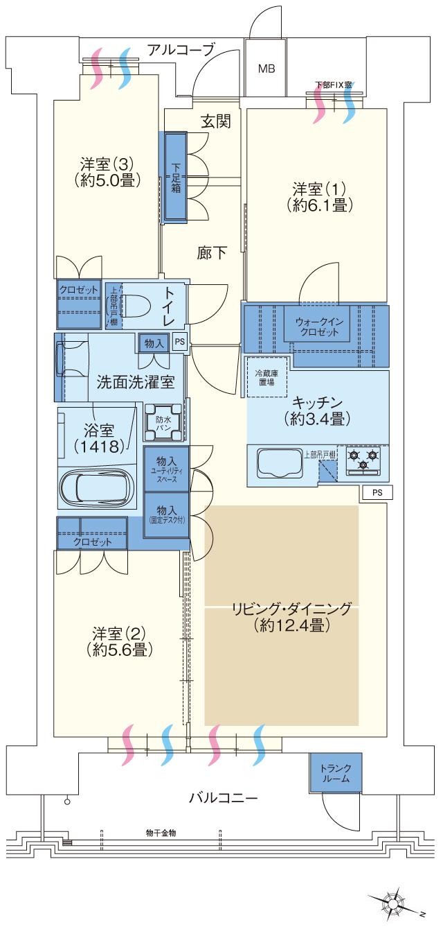 ジオ彩都いろどりの丘の間取り図　2-L1：3LDK