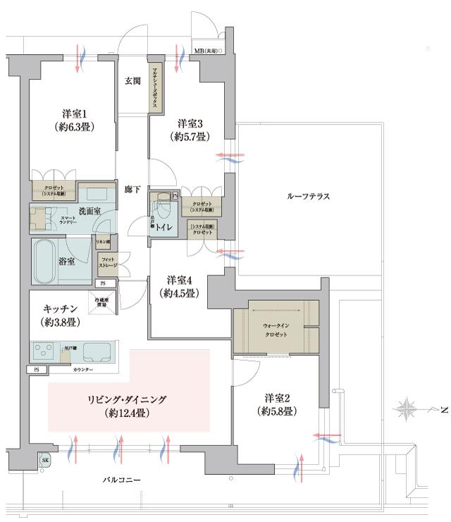 ガーデンシティ新金岡の間取り図　ECt：4LDK+WIC