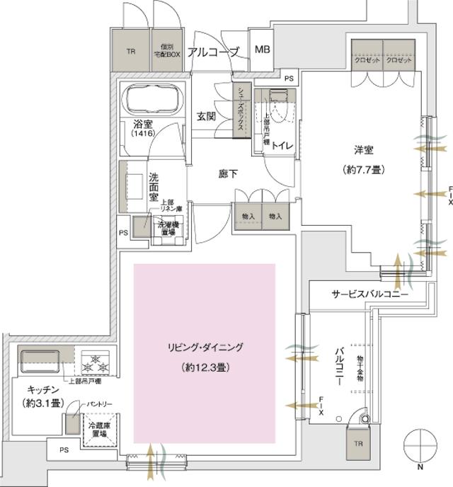 ブランズ京都河原町通の間取り図　O：1LDK