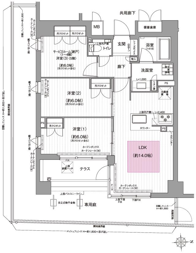 イーグルコート京都二条の間取り図　Dt：2LDK+S