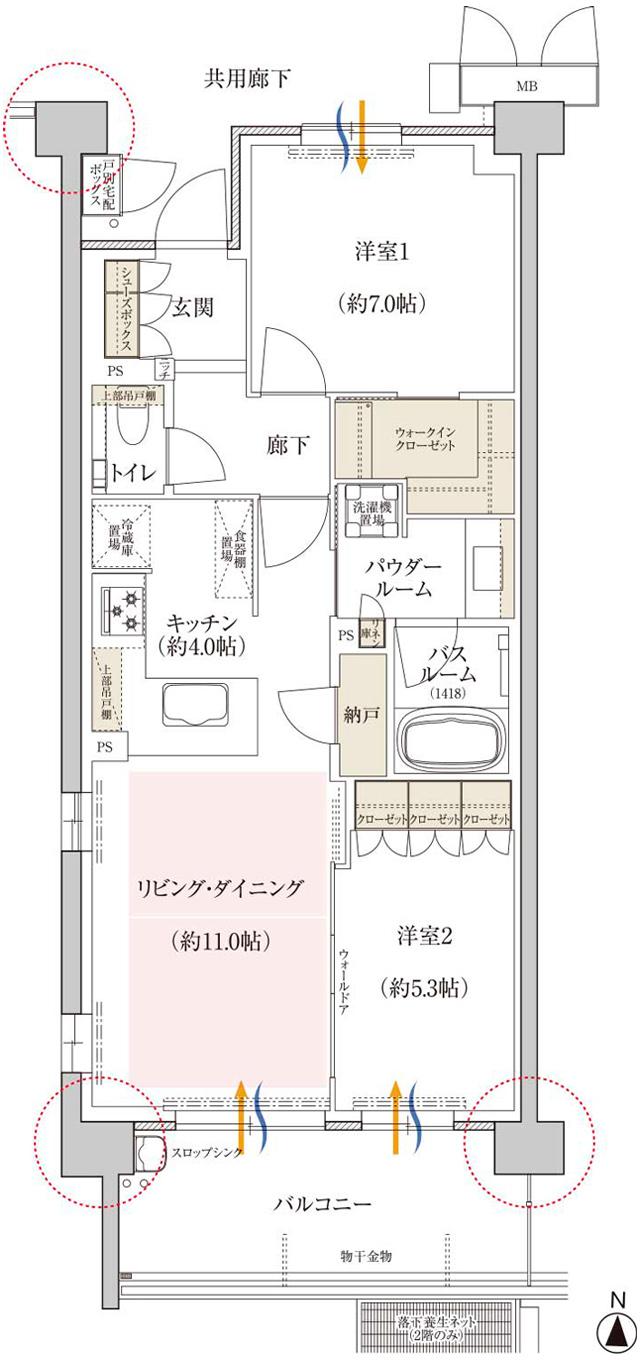 プレミスト京都 松ケ崎の間取り図　JA：2LDK+N+WIC