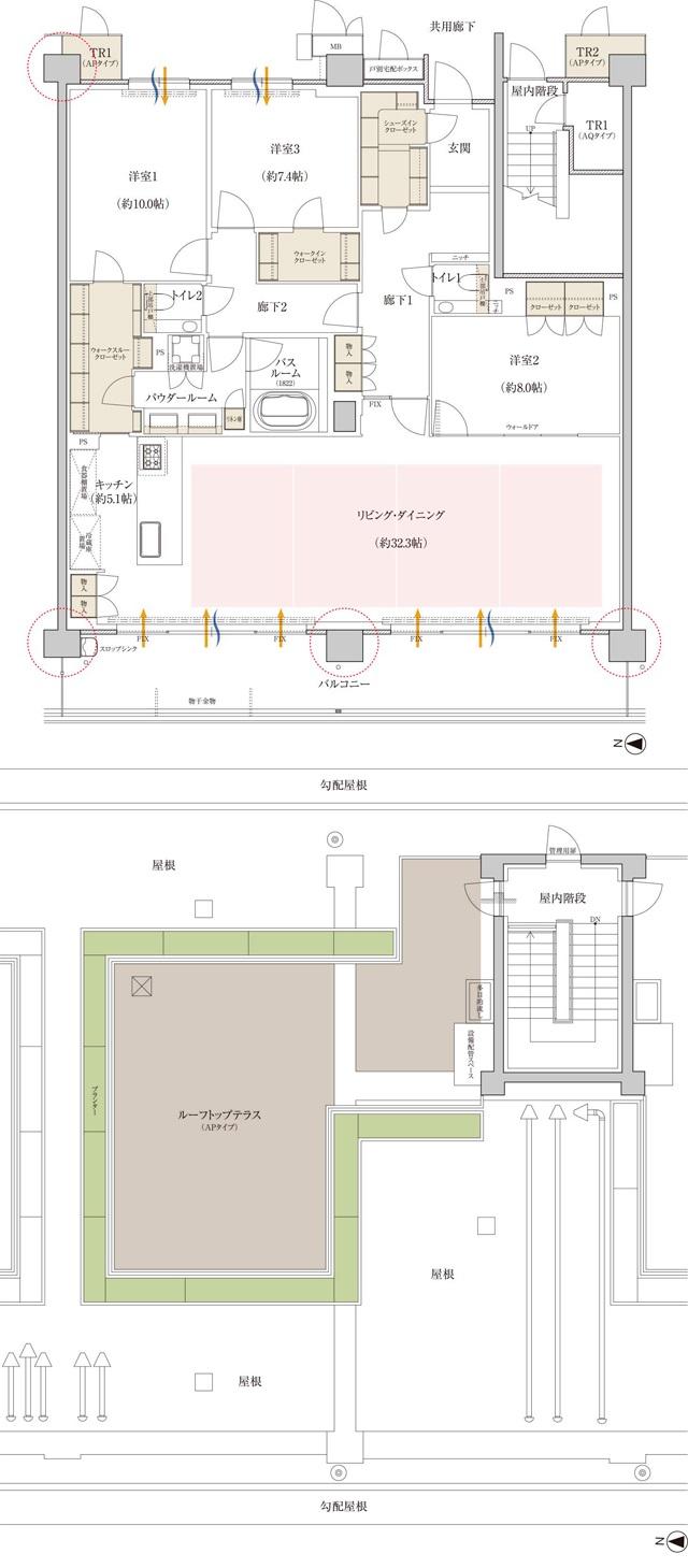 プレミスト京都 松ケ崎の間取り図　AP：3LDK+WTC+WIC+SIC