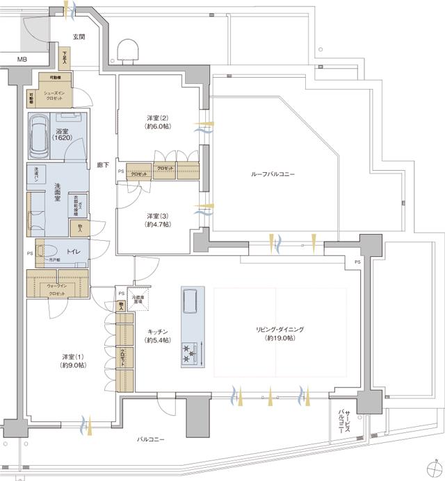 ジェイグラン吹田の間取り図　N：3LDK＋WIC＋SIC