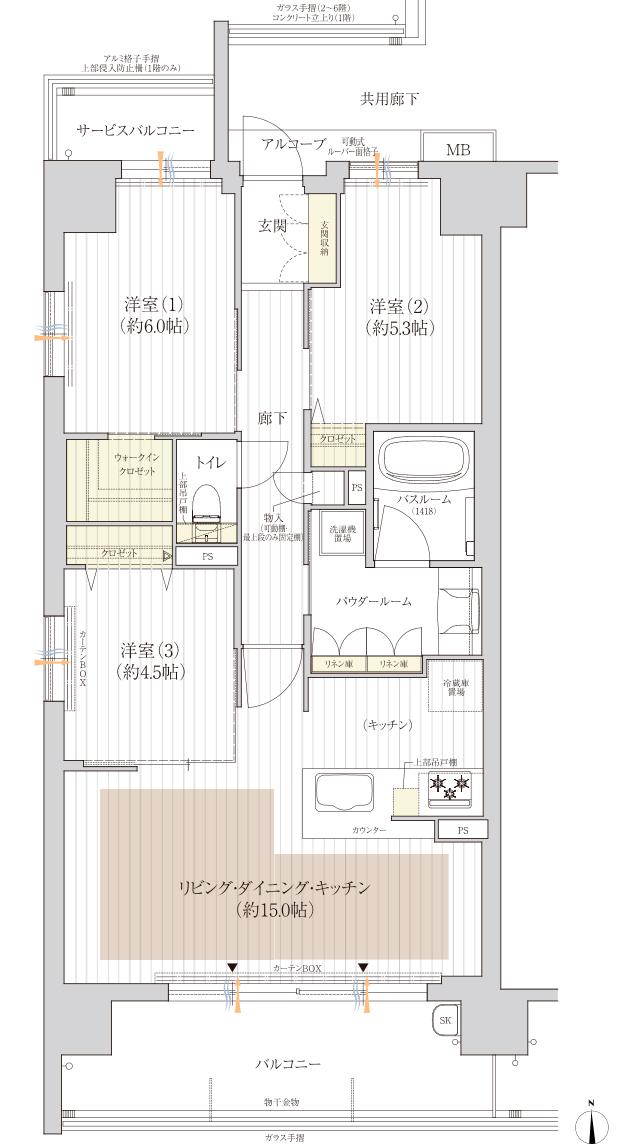 プレサンス ロジェ 西大路御池駅前の間取り図　D：3LDK+WIC
