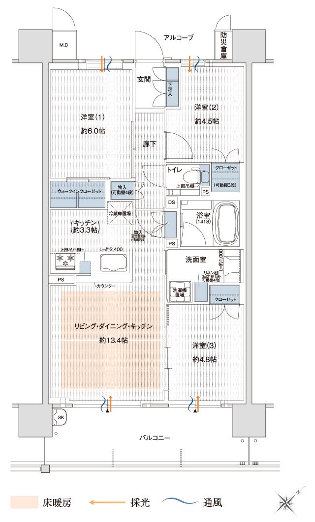 ブランニード阪急水無瀬の間取り図　C：3LDK