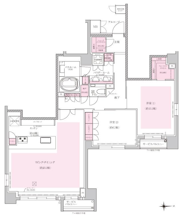 ヴィークハウス京都 四条烏丸 室町通の間取り図　H：2LDK