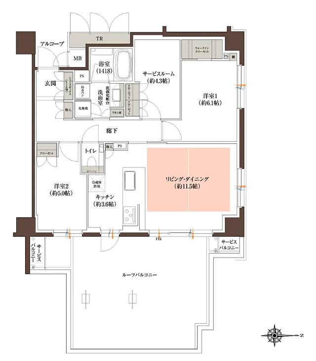 パラドール京都二条城の間取り図　Gr：2LDK+S+WIC