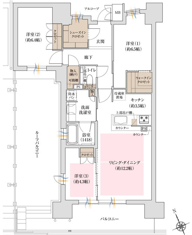 ジオ島本の間取り図　N-Jr：3LDK