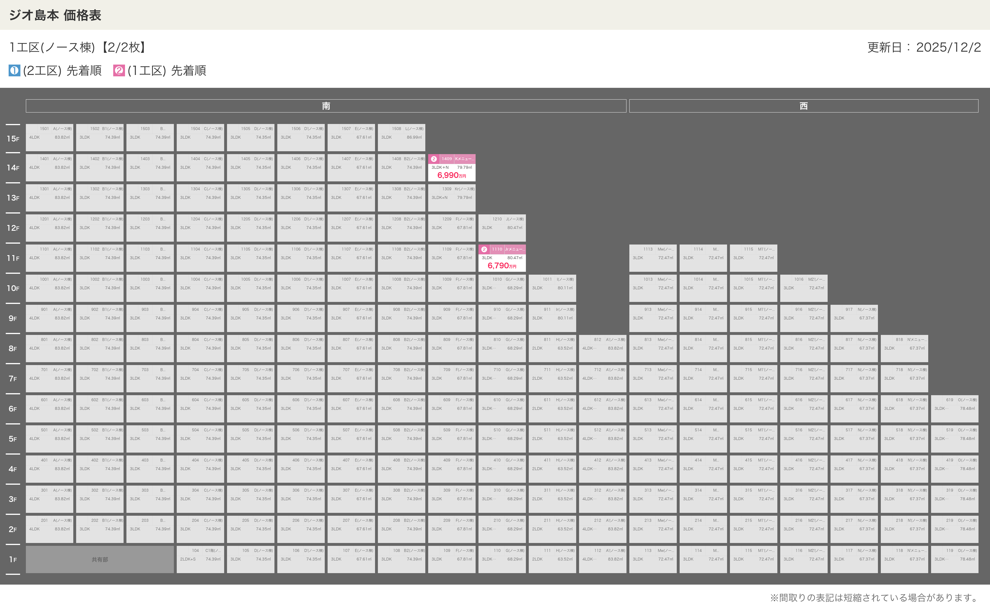 ジオ島本の価格表