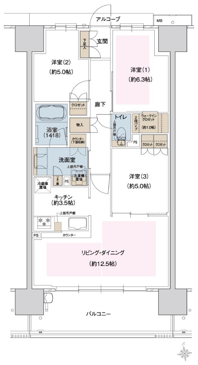 ウエリス島本の間取り図　SE：3LDK+WIC