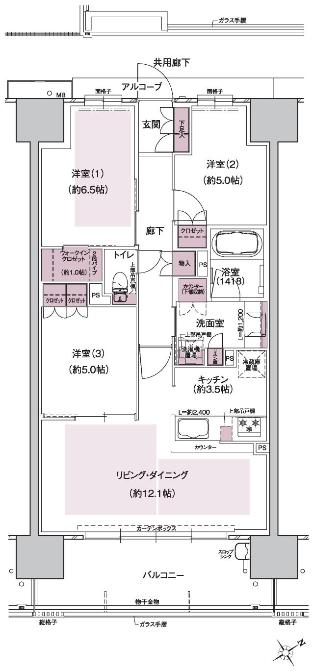 ウエリス島本の間取り図　ME：3LDK+WIC