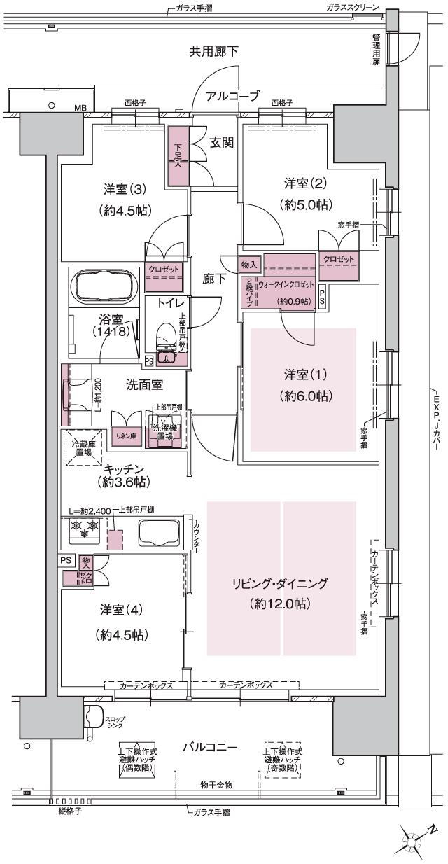 ウエリス島本の間取り図　MH：4LDK+WIC