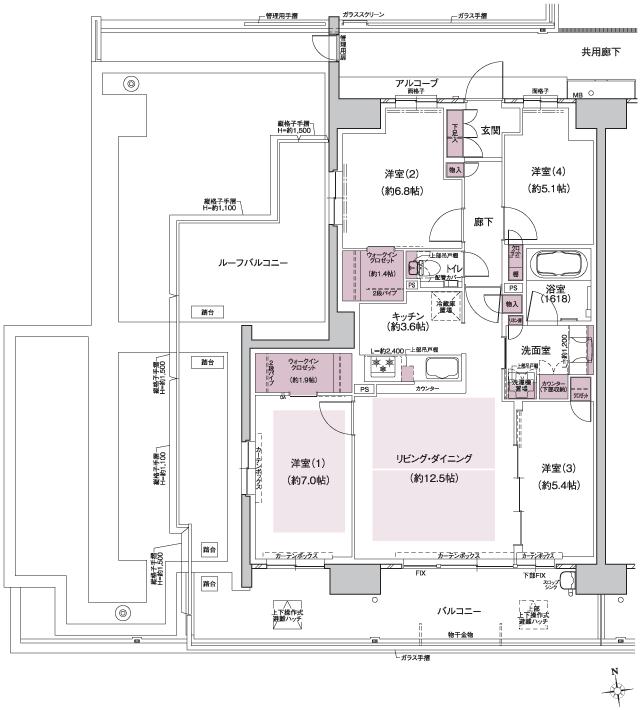 ウエリス島本の間取り図　SN：4LDK+2WIC