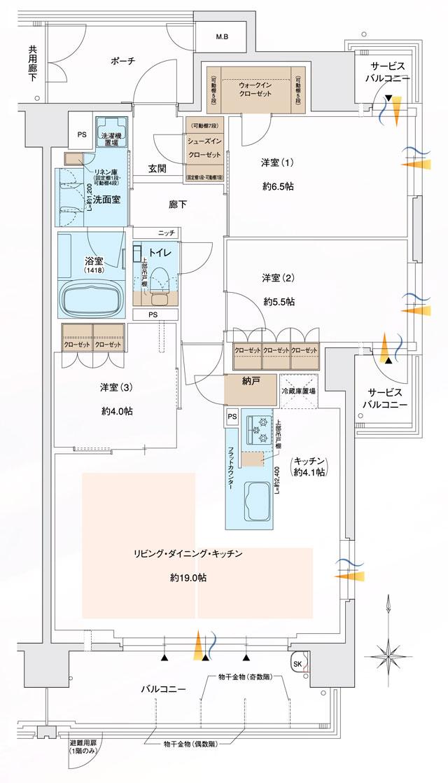 ブランニード尼崎立花レジデンスの間取り図　I：3LDK
