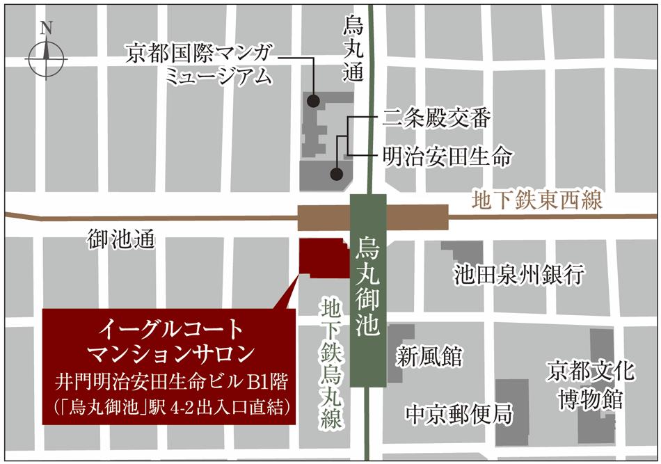 イーグルコート京都烏丸御池のモデルルーム案内図