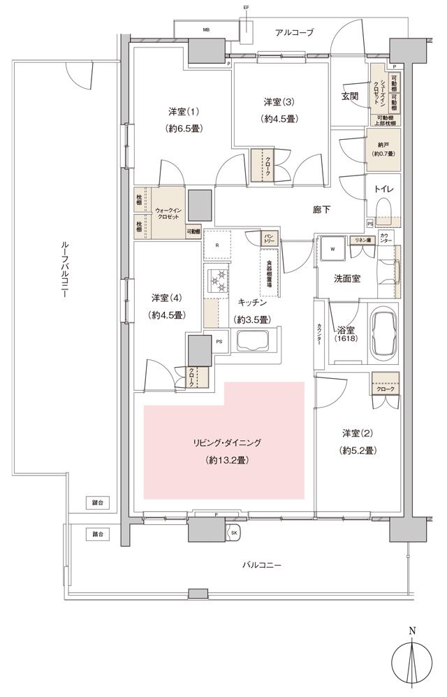 パークホームズ伊丹稲野ガーデンスクエア ステーションゲートの間取り図　88Abr：4LDK+WIC+N+SIC