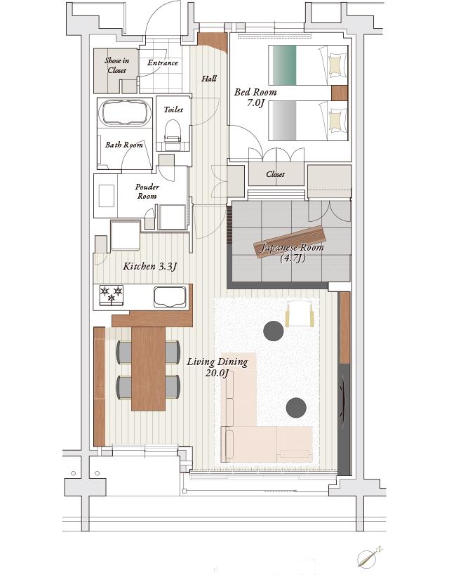 J.GRAN THE HONOR 下鴨糺の杜の間取り図　122：2LDK+SIC