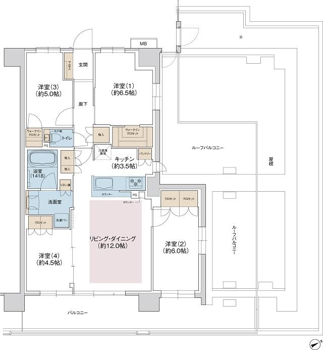ジェイグラン羽衣の間取り図　Ur：4LDK+2WIC