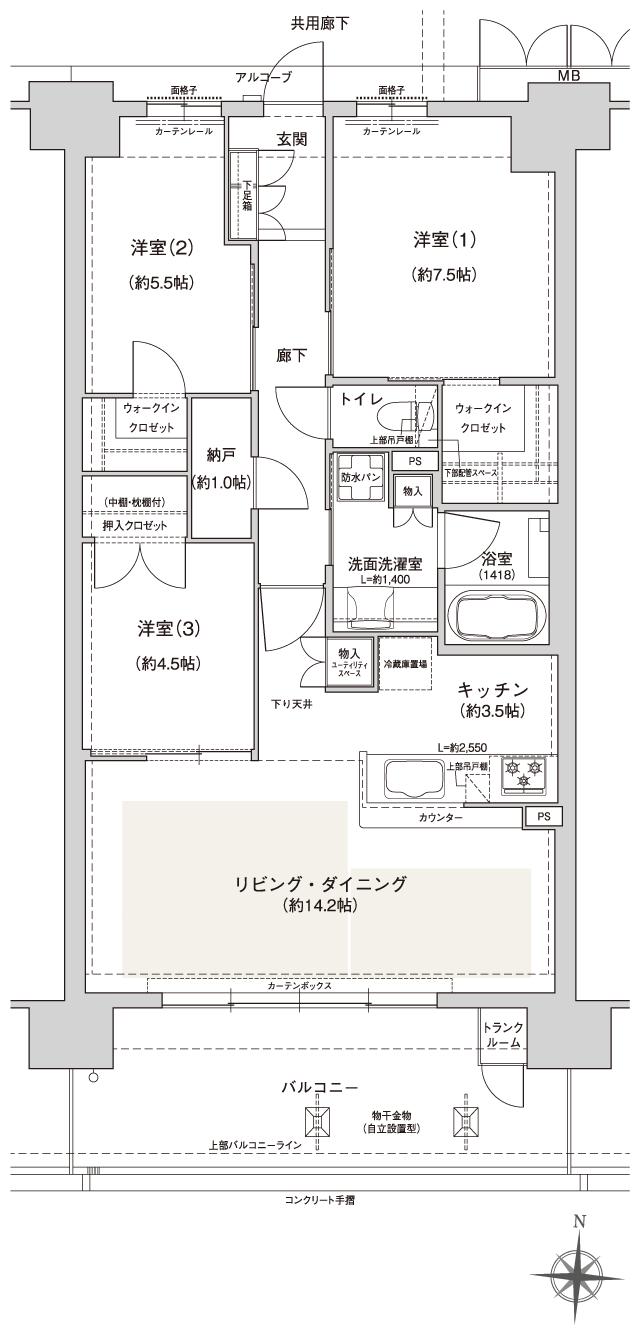 ジオ川西多田 ブライトサイトの間取り図　B2g：3LDK