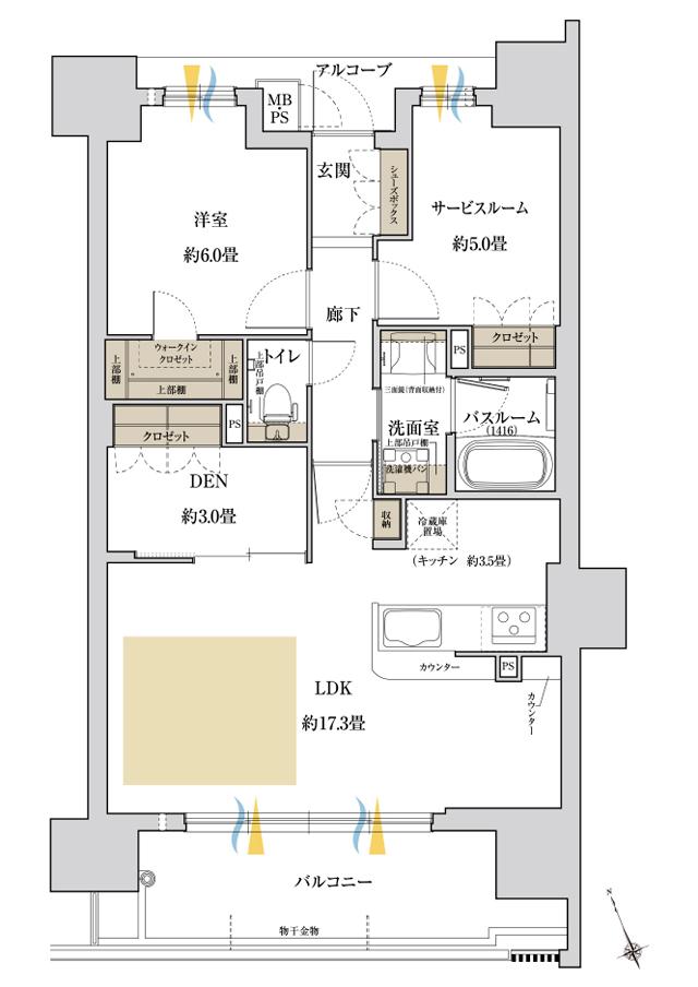 ワコーレ姫路北条口 フロントの間取り図　Cメニュー2：1LDK+S+DEN