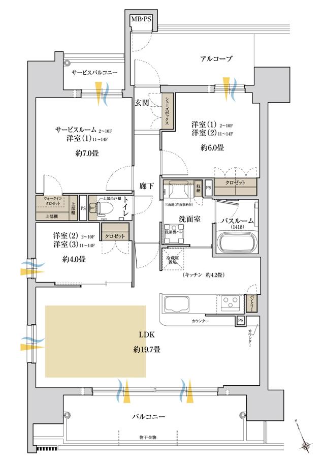 ワコーレ姫路北条口 フロントの間取り図　Aメニュー2：3LDK／2LDK+S